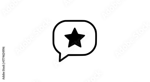 Talk balloon star black white icon 