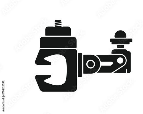 Black clamp mount with adjustable arm on