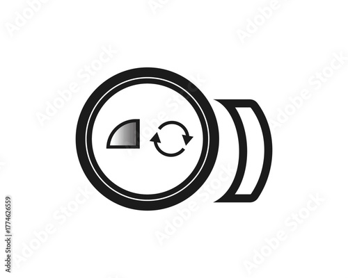 Camera lens aperture setting icon on