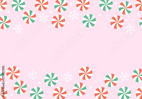 Seamless Christmas pattern with candy. Peppermint Pattern. Strawberry swirl candy seamless pattern. Perfect for fabrics, kids clothing and fashion print. Vector illustration