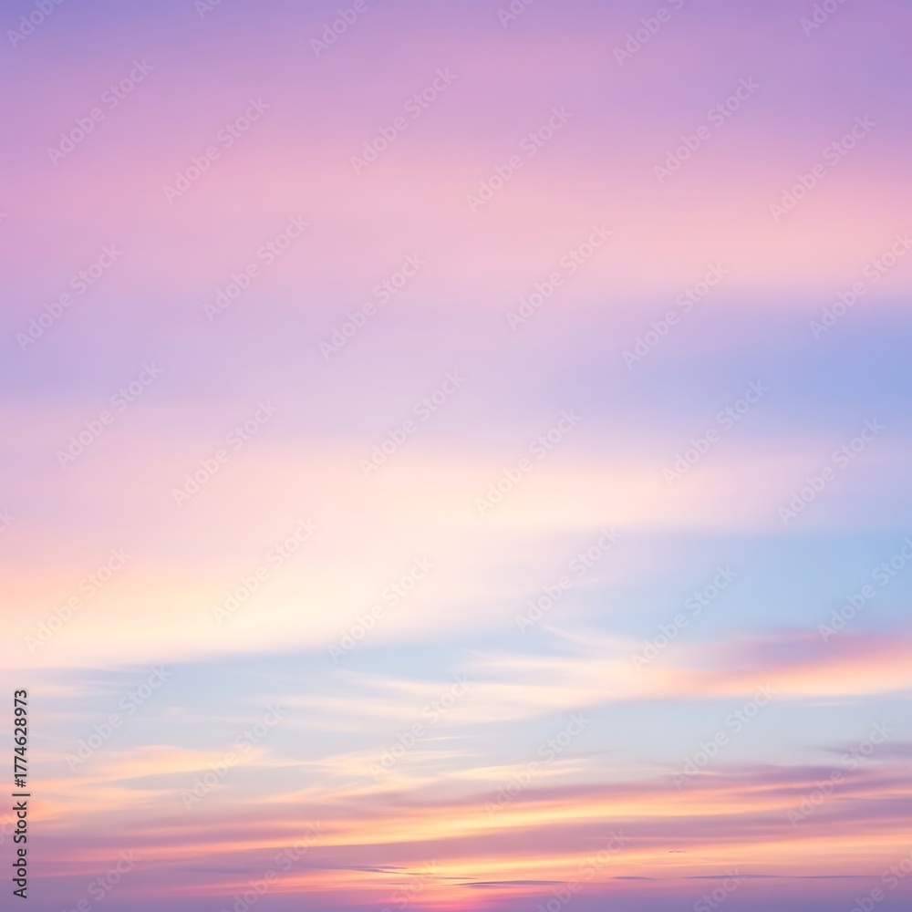 Fototapeta premium Vibrant Pastel Sky - A Serene Display of Colors and Clouds.