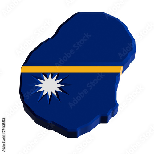 Map of Nauru with Flag Overlay on Country Silhouette

