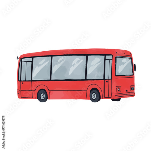 Hand painted watercolor bus isolated on white background