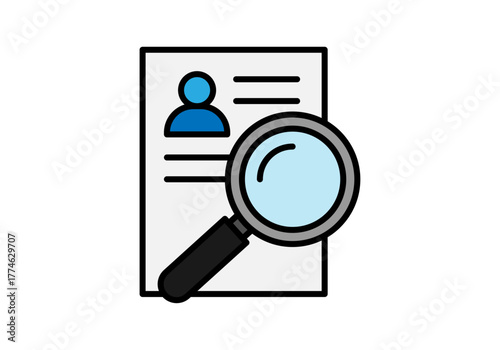 Icono de búsqueda de trabajo con contrato y lupa