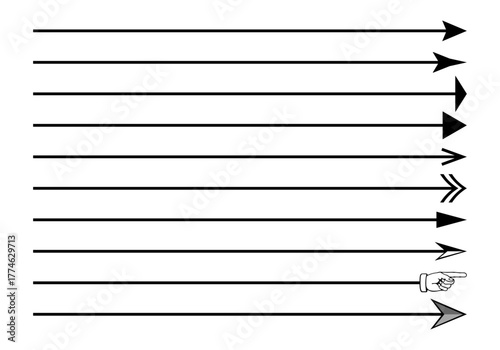Flechas negras de diferente forma 