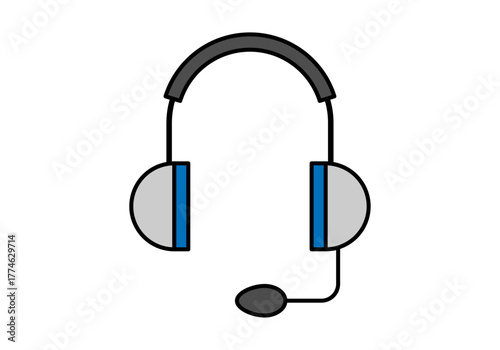 Auriculares con micrófono en fondo blanco