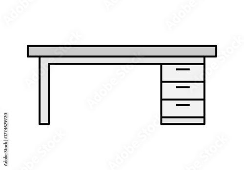Mesa de trabajo blanca en fondo blanco
