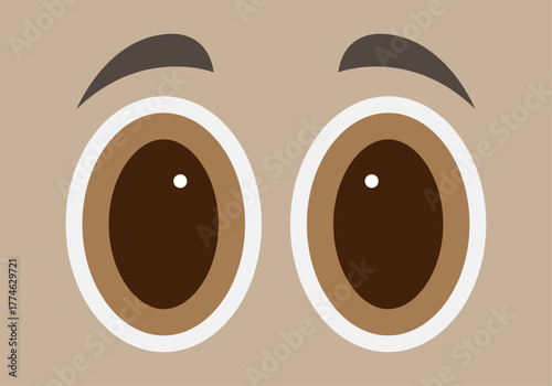 Ojos marrones mirando asombrado en fondo marrón 