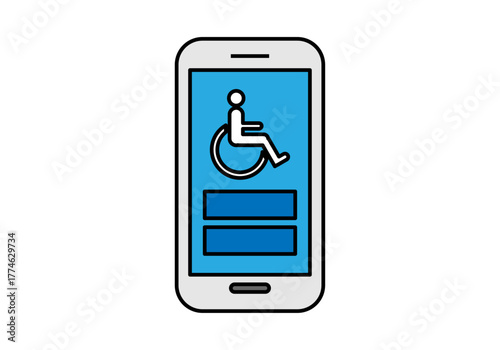Icono de móvil con aplicación para personas discapacitadas 