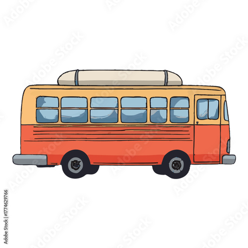 Hand painted watercolor bus isolated on white background