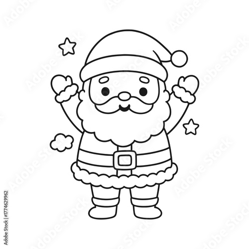 Hand-Drawn Santa Drinking Cocoa Coloring Page