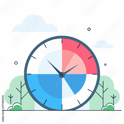 Daily Schedule and Time Management Clock Illustration