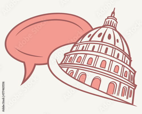 US Capitol Building and Speech Bubble Political Communication