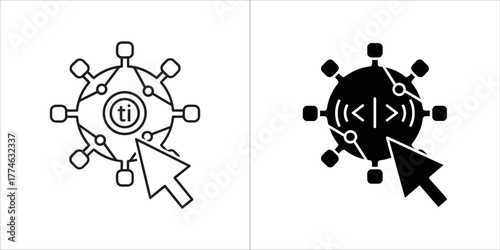 Cursor interacting with global network icon