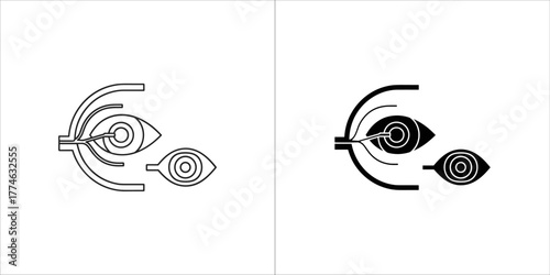 Eye anatomy diagram with optic nerve and retina, vision science