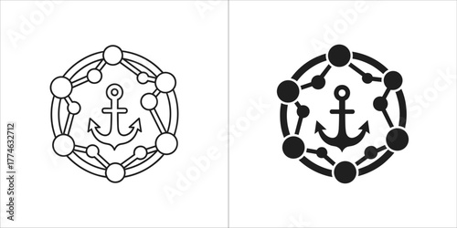 Anchor icon with network connection symbol