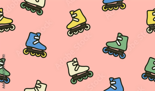 Roller skates seamless pattern background design