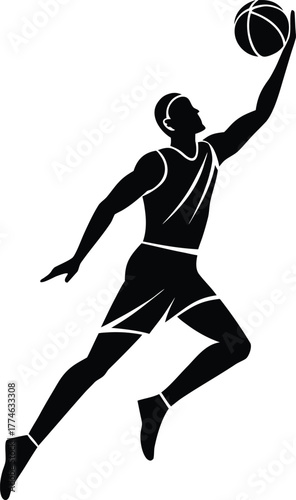Basketball player shooting silhouette jump shot athlete