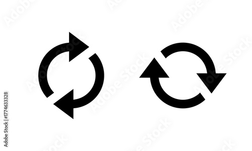 Refresh and reload icon set. Sync arrow symbol. Rotation arrows sign