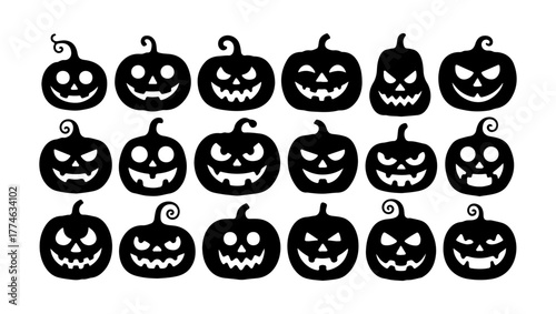 Halloween Jack O' Lantern Silhouettes Set

