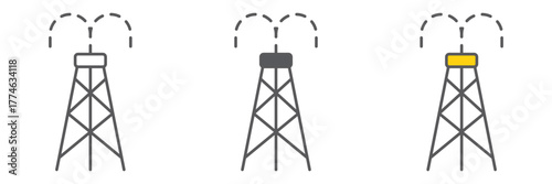 Oil derrick icon, tower and industry, oil rig sign, vector graphics, a linear pattern on a white background. editable stroke