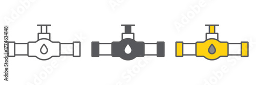 Oil valve icon, faucet and tube, pipe with valve sign, vector graphics, a linear pattern on a white background. editable stroke