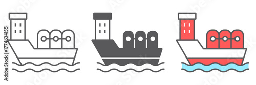 Oil tanker icon, industrial and boat, oil ship sign, vector graphics, a linear pattern on a white background. editable stroke