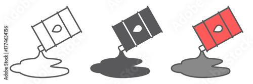 Oil spill icon, fuel and storage, oil barrel sign, vector graphics, a linear pattern on a white background. editable stroke