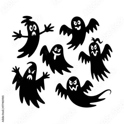 Halloween Ghost Silhouettes Set

