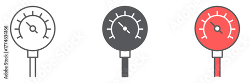 Oil manometer icon, control and meter, pressure gage sign, vector graphics, a linear pattern on a white background. editable stroke