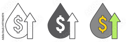 Oil price icon, fuel and market, oil cost growth sign, vector graphics, a linear pattern on a white background. editable stroke