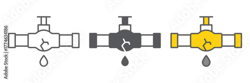 Burst oil pipe icon, crack and plumber, oil leak sign, vector graphics, a linear pattern on a white background. editable stroke