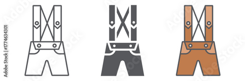 Leather trousers lederhosen icon, clothes and traditional, bavarian pants sign, vector graphics, a linear pattern on a white background.