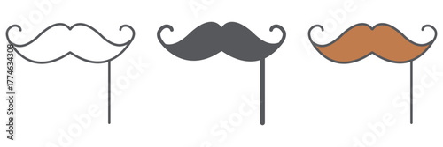 Mustache on a stick icon, male and mask, facial hair sign, vector graphics, a linear pattern on a white background.
