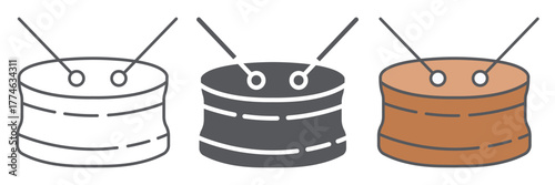 Snare drum icon, musical and instrument, drums sign, vector graphics, a linear pattern on a white background.