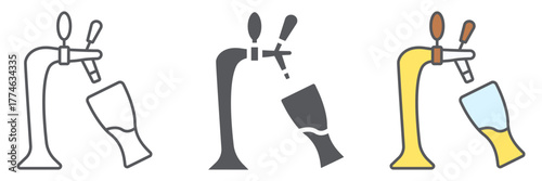 Draft beer icon, alcohol and drink, tap and glass of beer sign, vector graphics, a linear pattern on a white background.