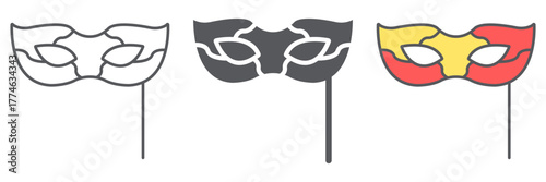 Carnival mask icon, festival and masquerade, face mask sign, vector graphics, a linear pattern on a white background.