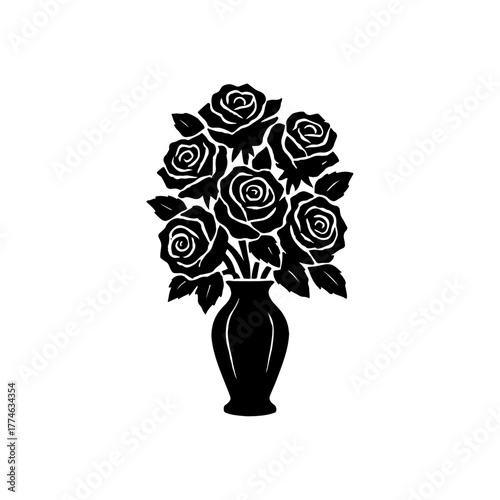 Rose Bouquet in a Vase Silhouette
