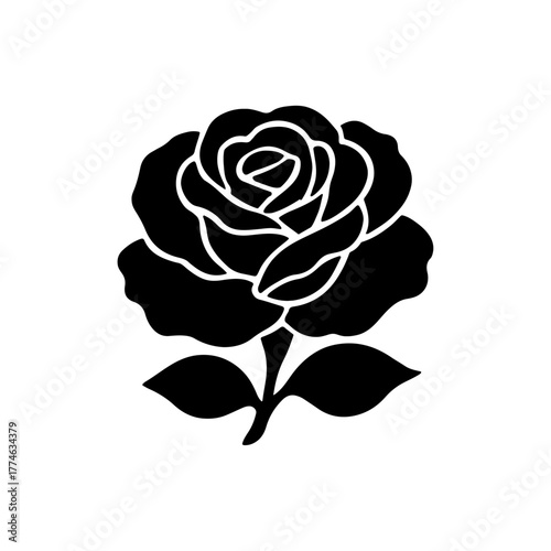 Black Rose Silhouette Icon