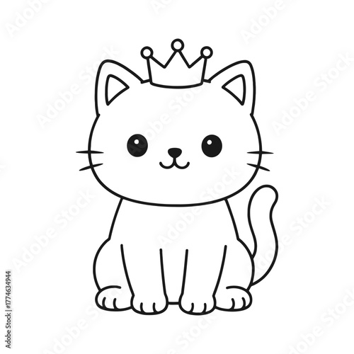 The cat becomes king. Hand-drawn coloring pages