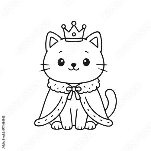 King cat. Hand-drawn coloring pages