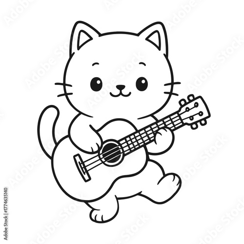 Cats like to play guitar. Hand-drawn coloring pages