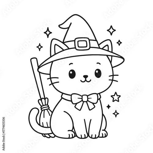 Cats become wizards. Hand-drawn coloring pages