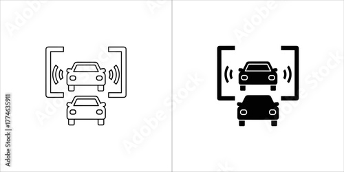 Car sensor icon showing proximity and distance detection