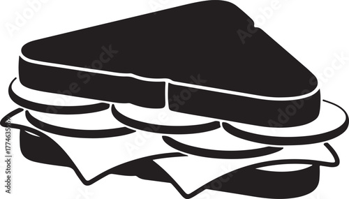  black silhouette of sandwich on white background, vector