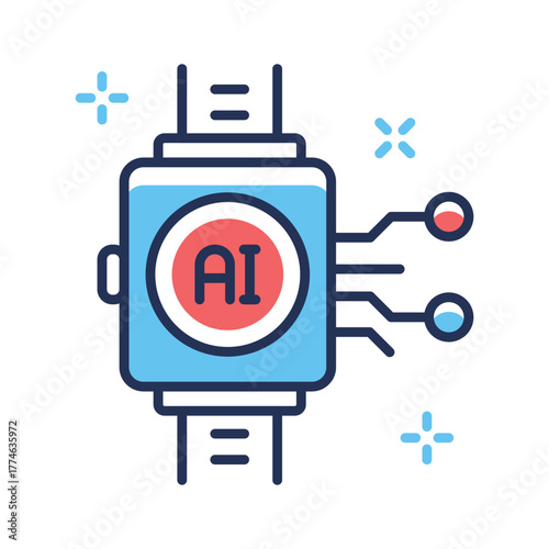 AI smartwatch icon representing wearable artificial intelligence technology.