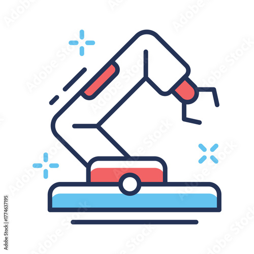 Futuristic robotic arm icon representing AI automation in industry.