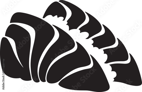 black silhouette of sashimi on white background, vector