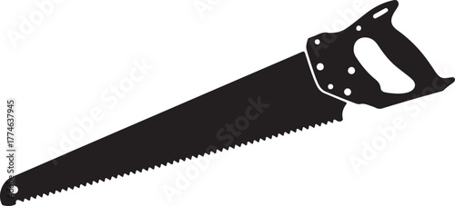 black silhouette of saw on white background, vector