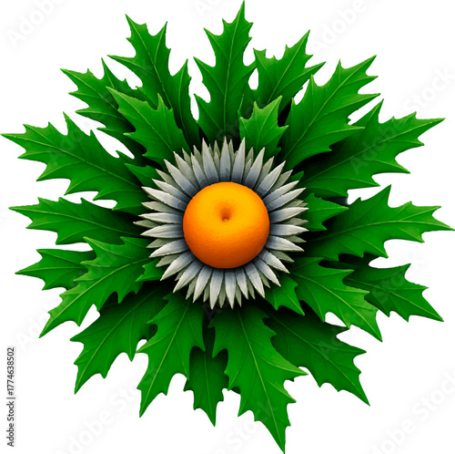 flor conocida como Eguzkilore (Cardo de la especie Carlina acaulis), que es un símbolo muy importante en la cultura vasca.